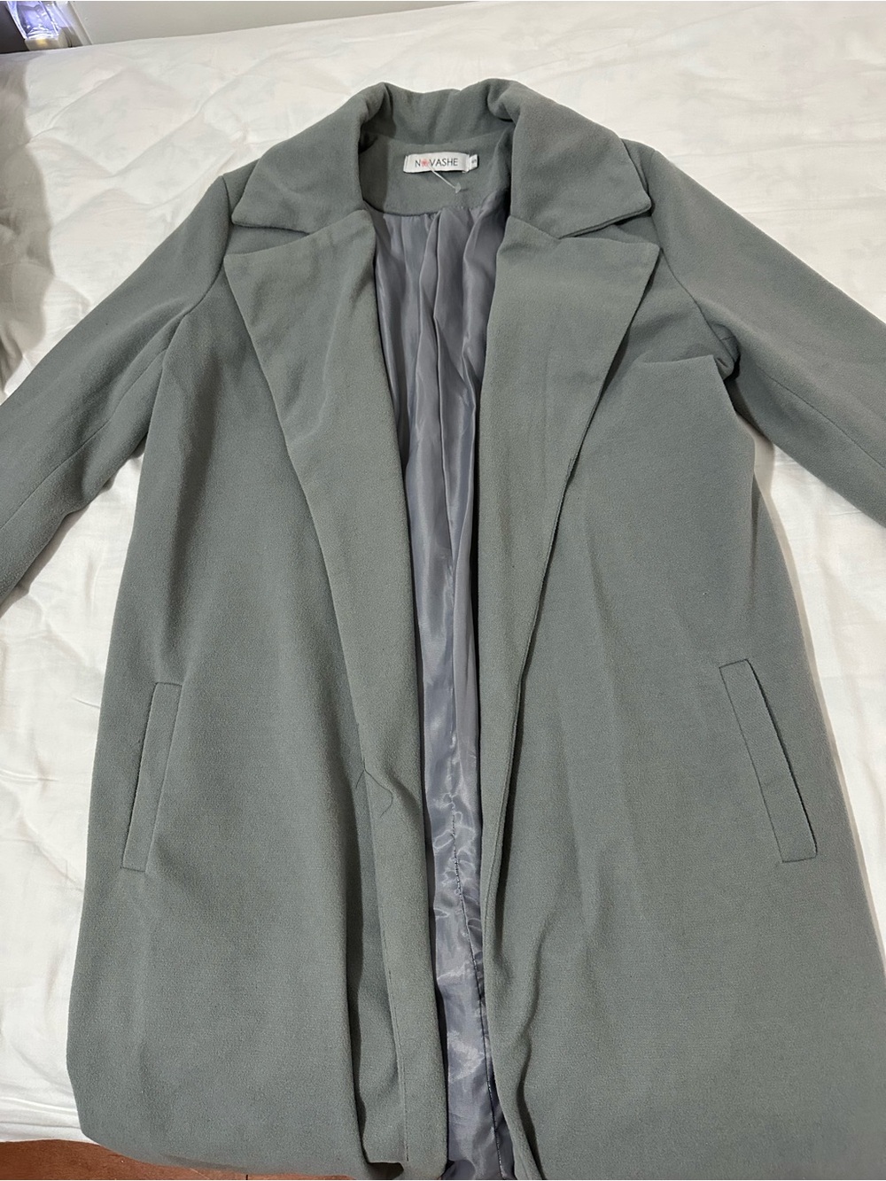 Grey Women's Wool-Blend Overcoat from Boohoo